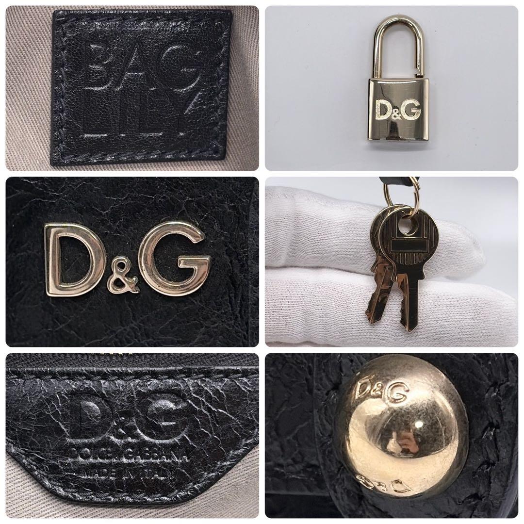 ドルガバ ハンドバッグ パイソン ダブル ブラック 南京錠 ロゴ