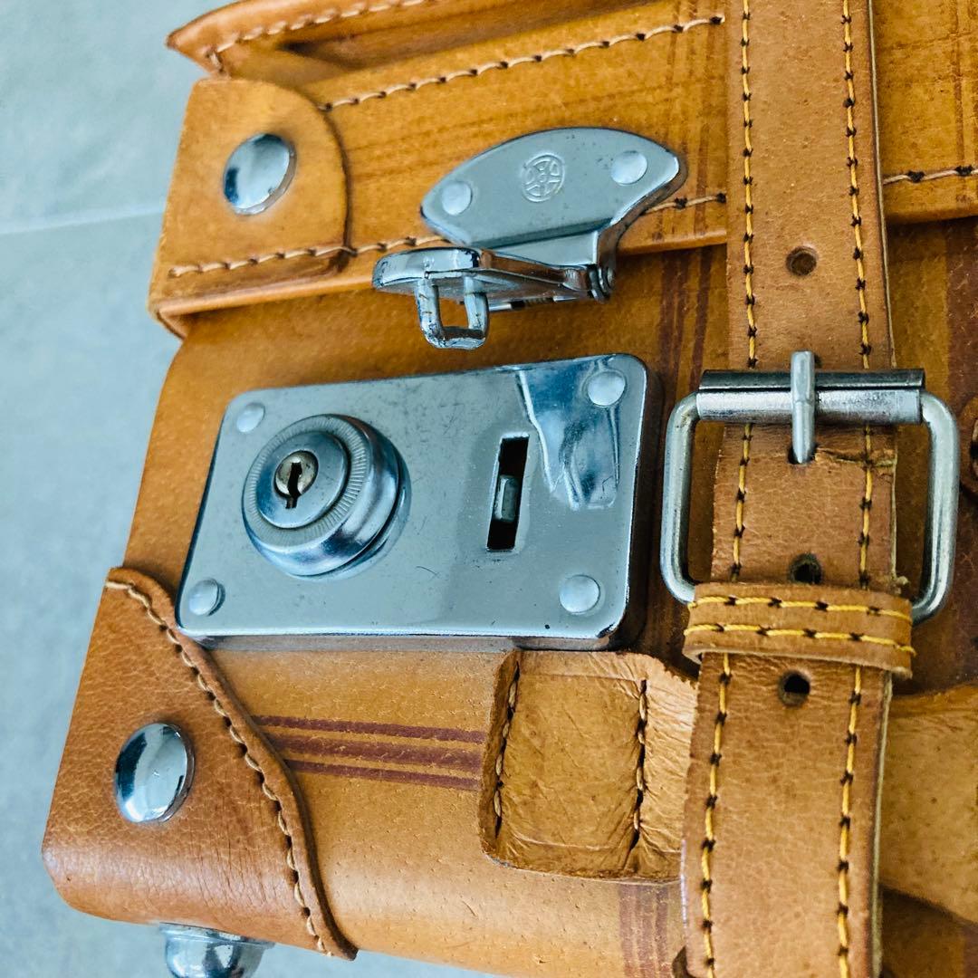 ヴィンテージ 本皮 トランクケース 鍵付き レザートランク レトロ雑貨 古道具