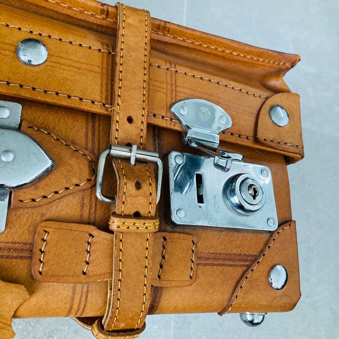 ヴィンテージ 本皮 トランクケース 鍵付き レザートランク レトロ雑貨 古道具