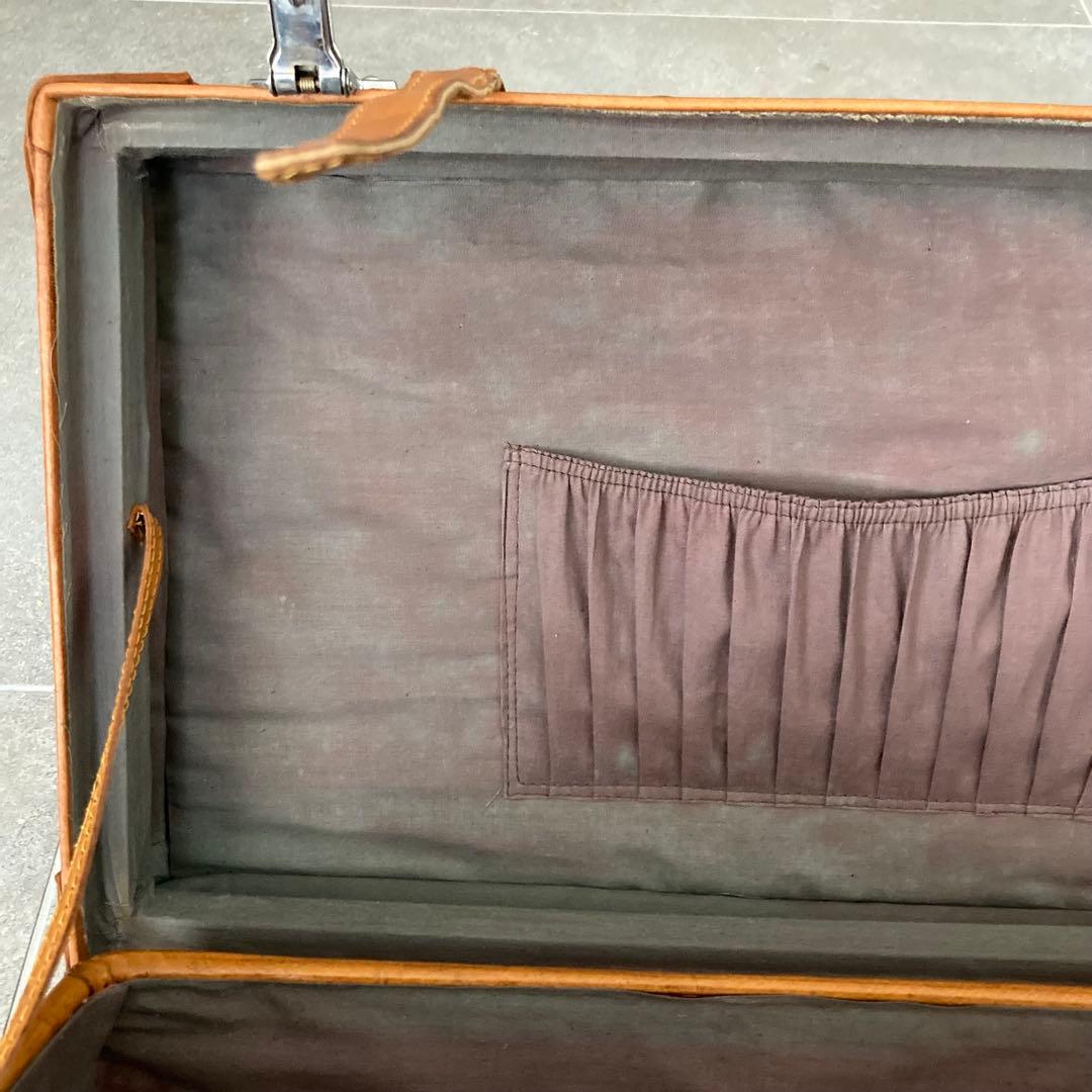 ヴィンテージ 本皮 トランクケース 鍵付き レザートランク レトロ雑貨 古道具
