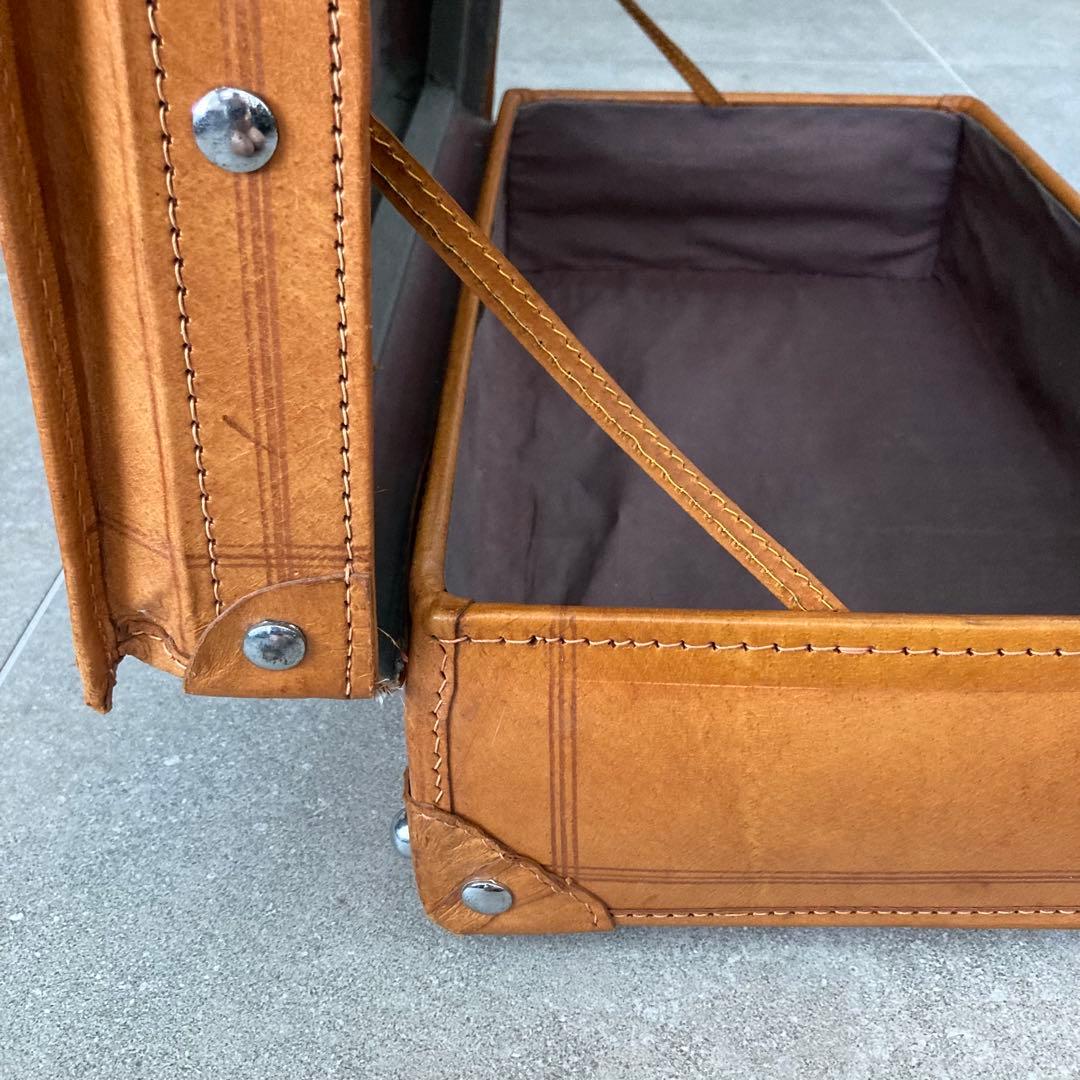 ヴィンテージ 本皮 トランクケース 鍵付き レザートランク レトロ雑貨 古道具