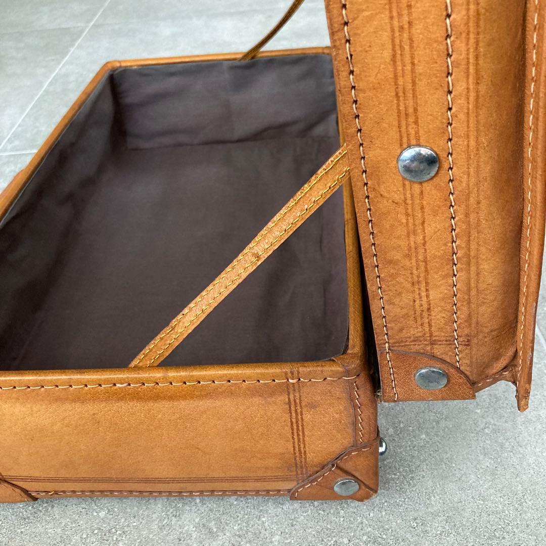 ヴィンテージ 本皮 トランクケース 鍵付き レザートランク レトロ雑貨 古道具