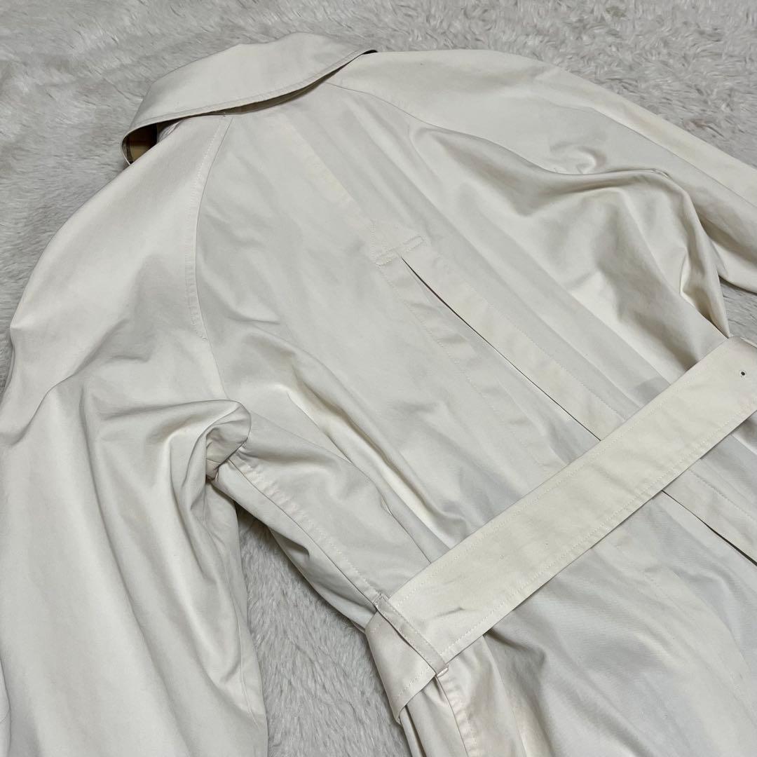 バーバリー　金ボタン　ノバチェック　ベルト　白系　ステンカラー　ロングコート