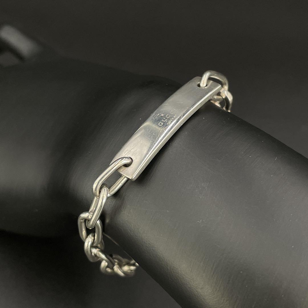 オールドグッチ IDプレート オーバルチェーン ブレスレット シルバー　y2k