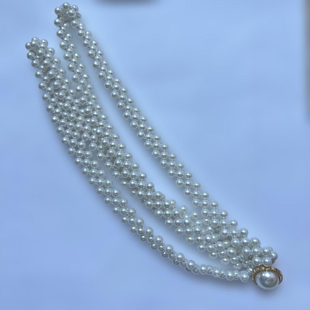 ゆかた Lサイズと、浴衣ようパール帯締めのセット ホワイト✖ブラック