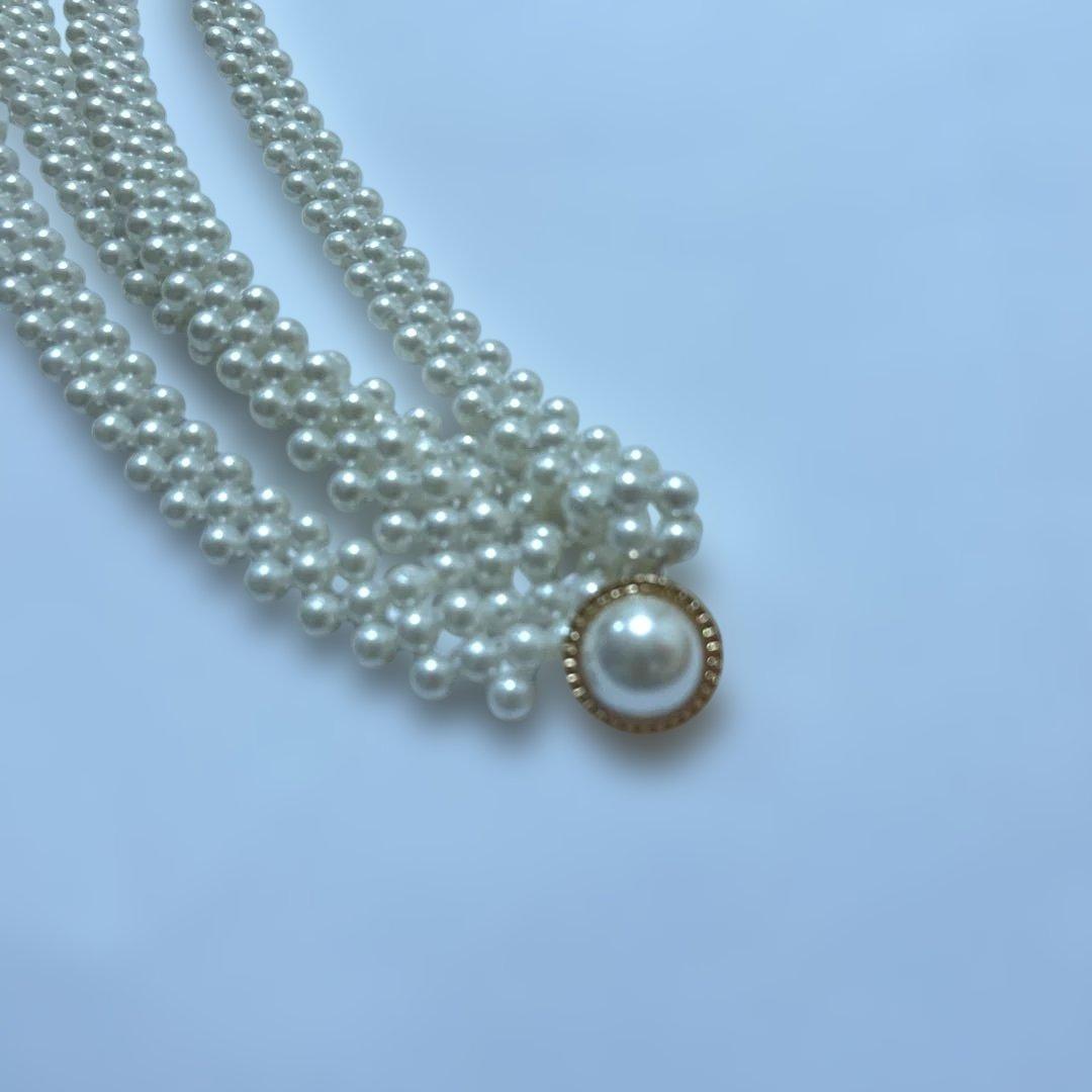 ゆかた Lサイズと、浴衣ようパール帯締めのセット ホワイト✖ブラック