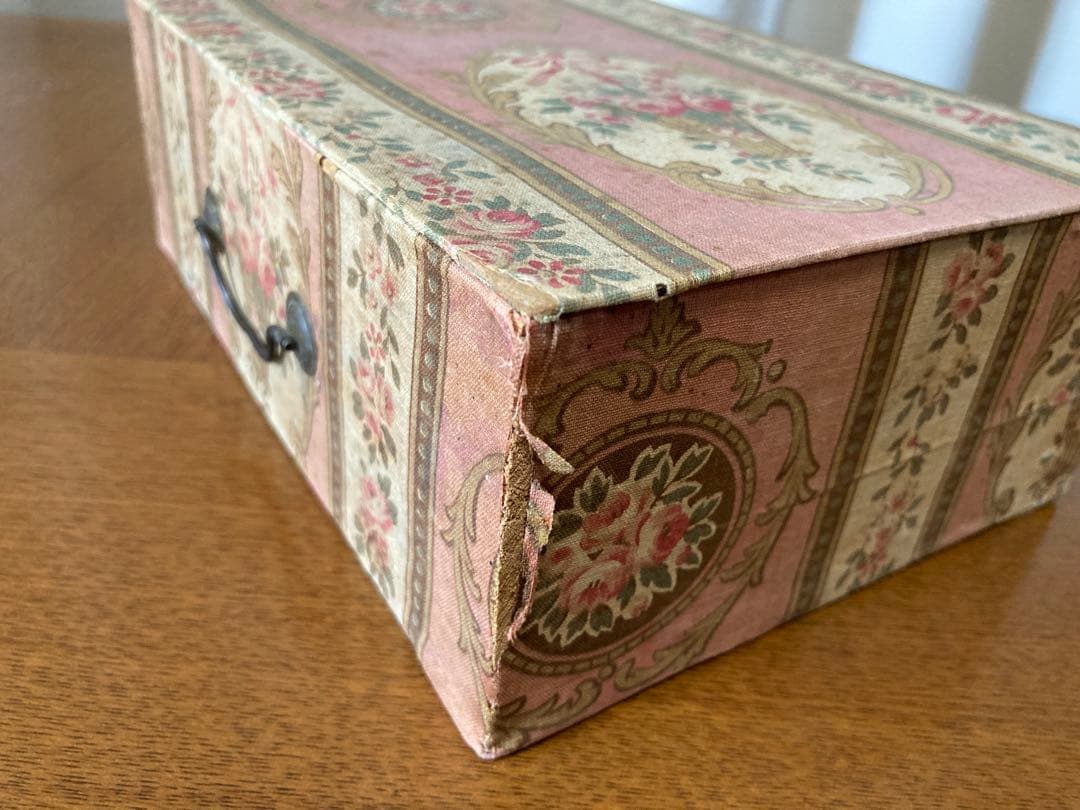 フランス アンティーク 薔薇の花かご カルトナージュ ボックス引き出しドロワー