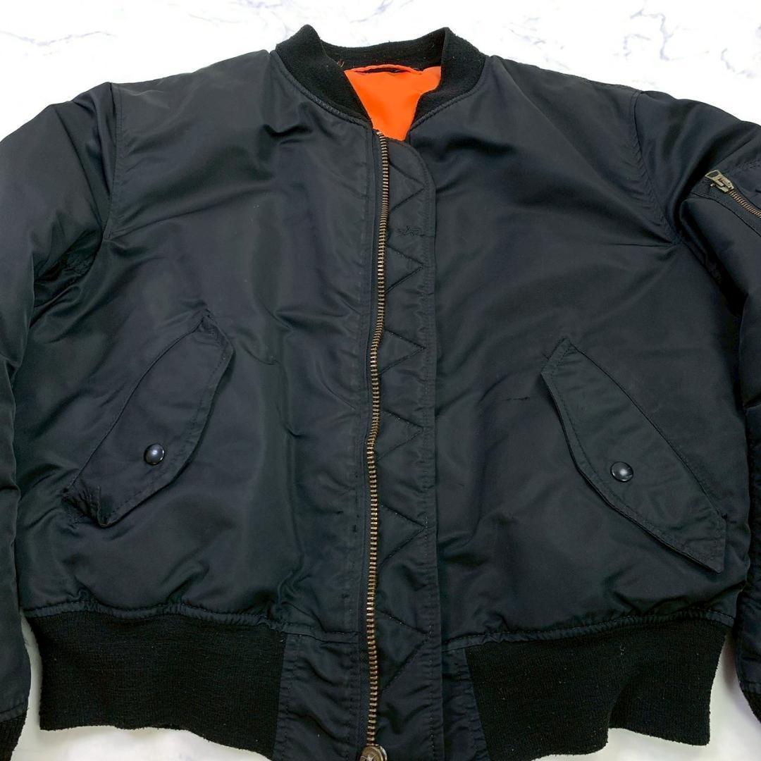 希少カラー★90s USA製 ALPHA MA-1 ブラック L　D249