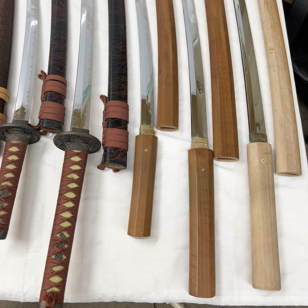 【傷あり】模造刀 8本 まとめ 太刀 脇差 白鞘 透かし鍔 龍鍔 刀 日本刀