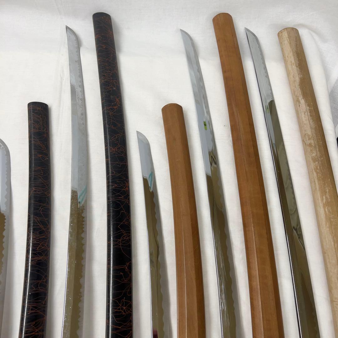 【傷あり】模造刀 8本 まとめ 太刀 脇差 白鞘 透かし鍔 龍鍔 刀 日本刀