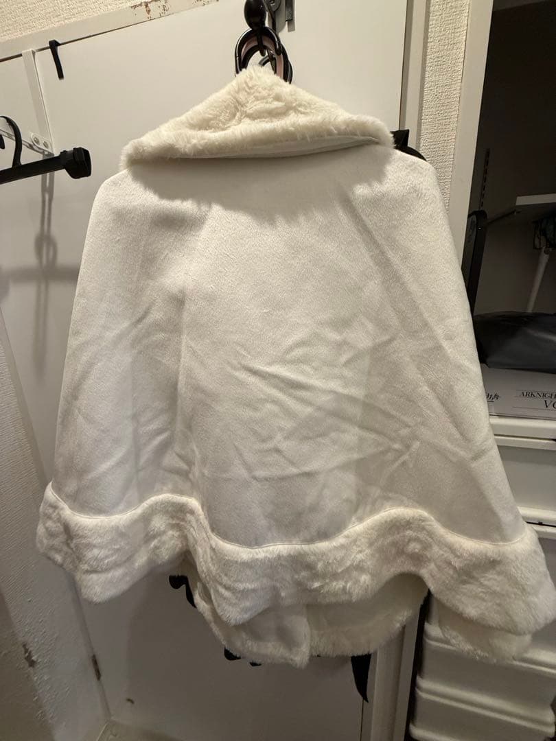 Ank Rouge リボン ポケット ケープ コート ポンチョ 白