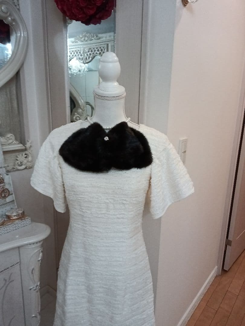 ☆美品サガブラックミンク☆おリボン付きショール