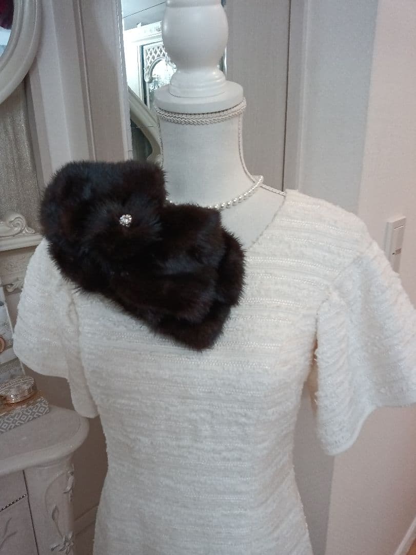 ☆美品サガブラックミンク☆おリボン付きショール