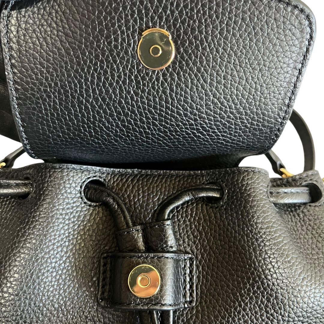 【極美品】 トリーバーチ ミニ リュック 3way ブラック レザー 巾着型