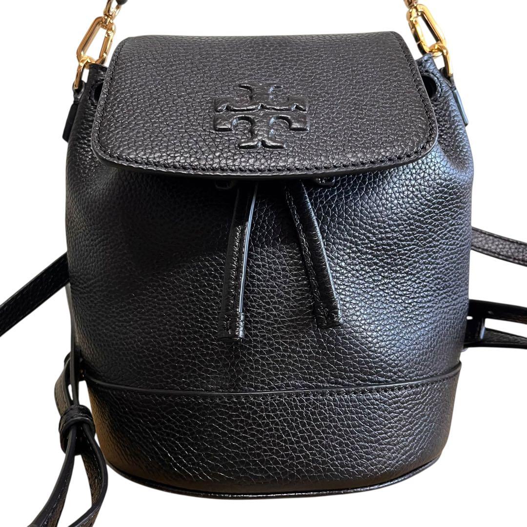 【極美品】 トリーバーチ ミニ リュック 3way ブラック レザー 巾着型