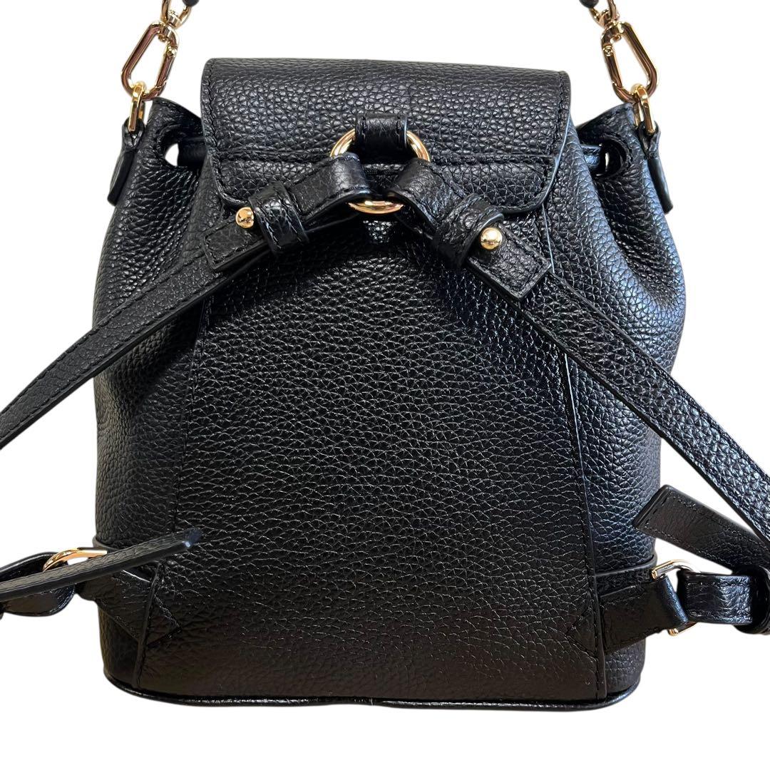 【極美品】 トリーバーチ ミニ リュック 3way ブラック レザー 巾着型