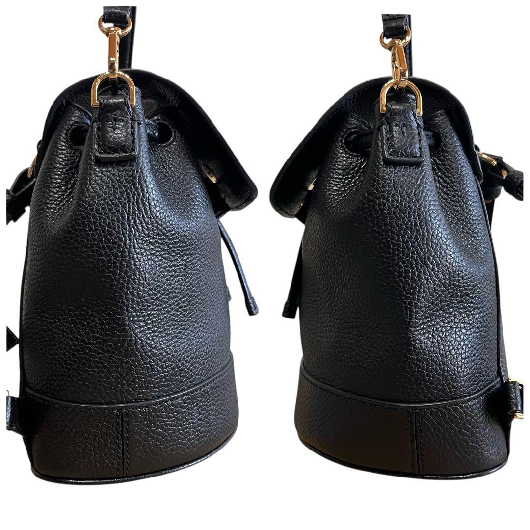 【極美品】 トリーバーチ ミニ リュック 3way ブラック レザー 巾着型