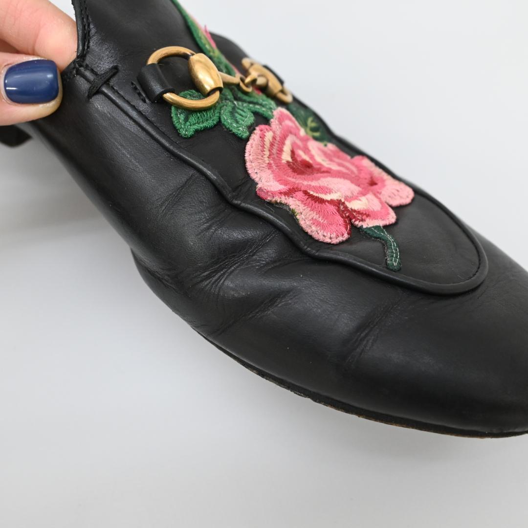 □ 46569☆グッチ プリンスタウン ホースビット ローファー サンダル