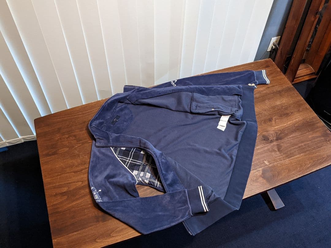 キャロウェイ　ベロア　異素材　切替　ジップ　ジャケット　チェック　ゴルフ　ウェア