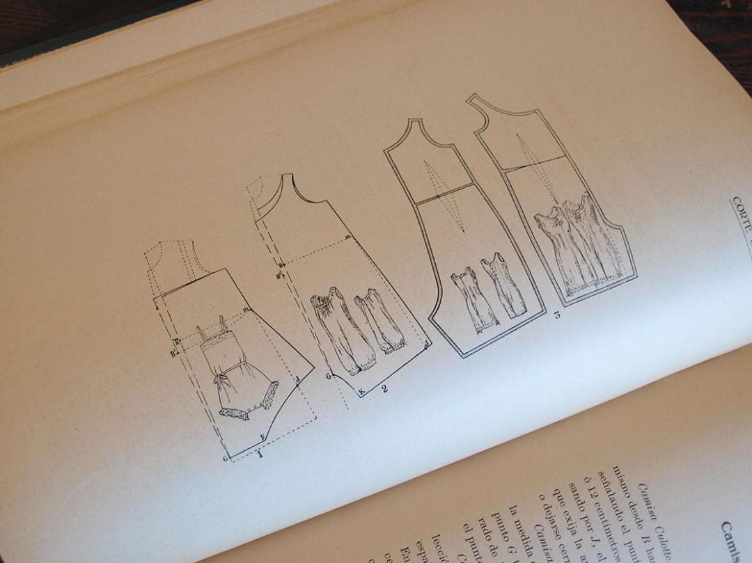 稀少 ランジェリー パターン製図本 1929年 アール・デコ 時代衣装/K076