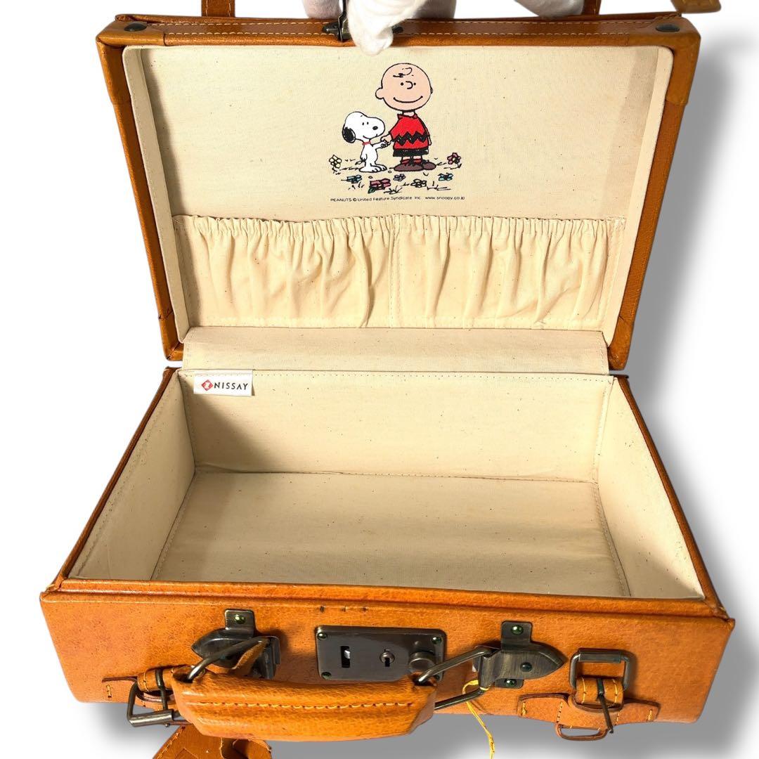 極美品】スヌーピー トランクケース ハンドバッグ レザー 革 金具 鍵付き