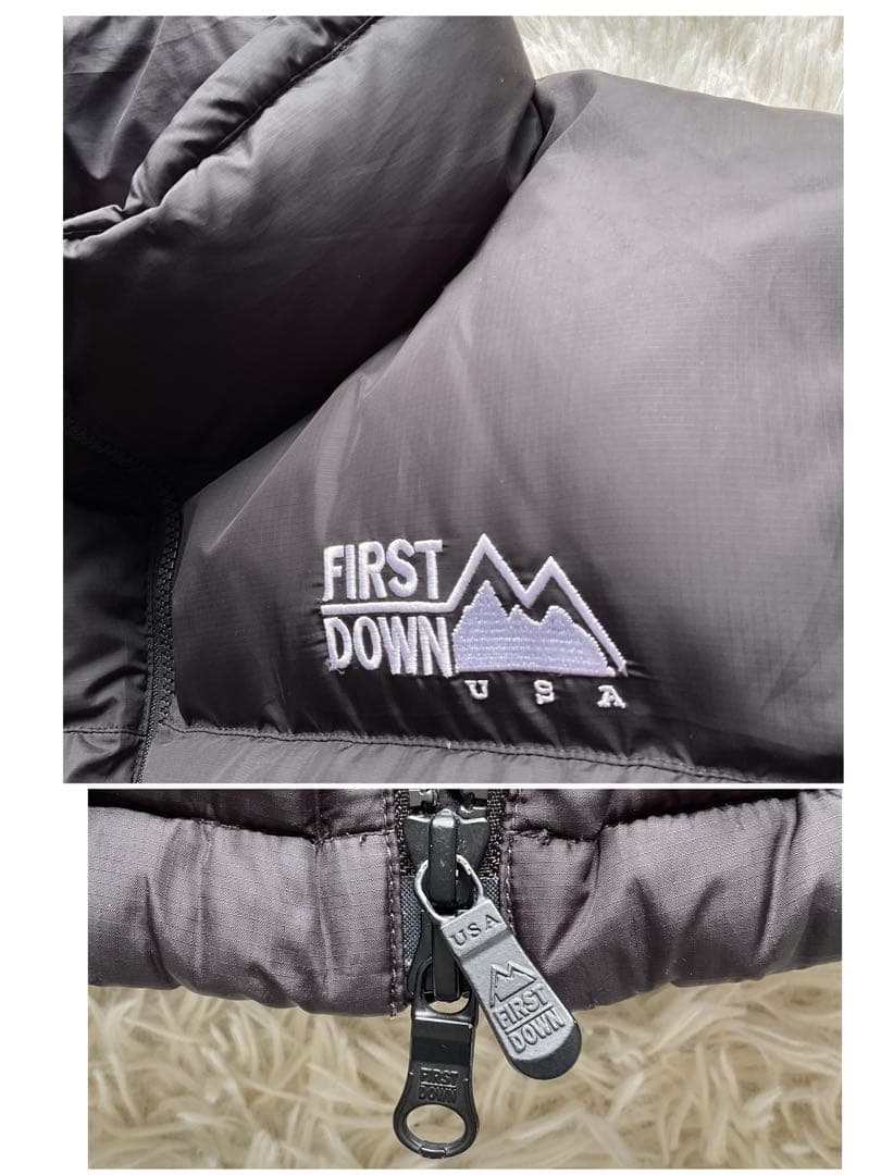 人気✨FIRST DOWN ダウンジャケット　ヌプシ型　ショート丈　ブラック　L