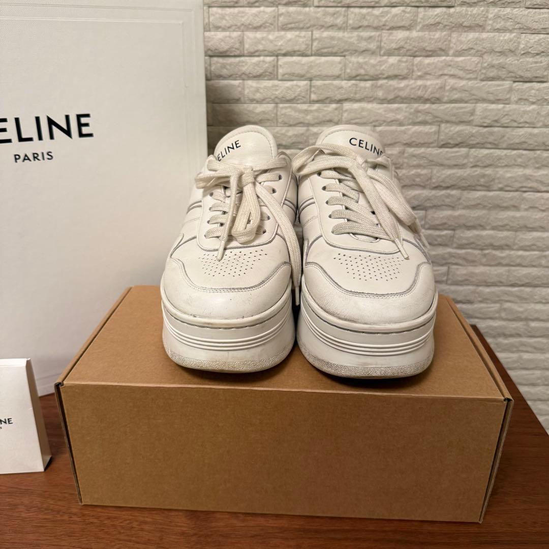 正規CELINE ブロックスニーカー ウェッジアウトソール / カーフスキン
