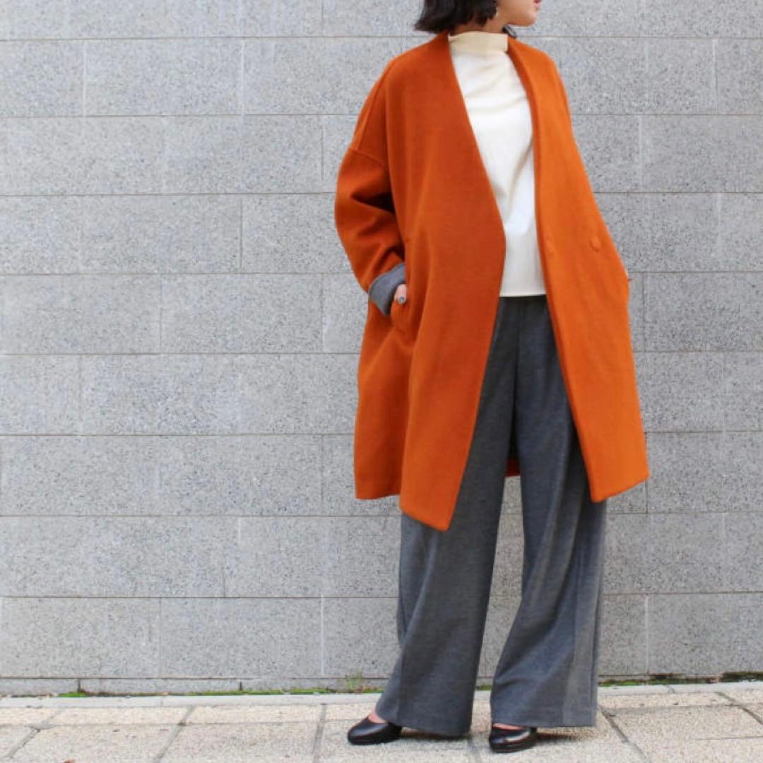 美品 エンフォルド ソフトリバーノーカラーボックスコート