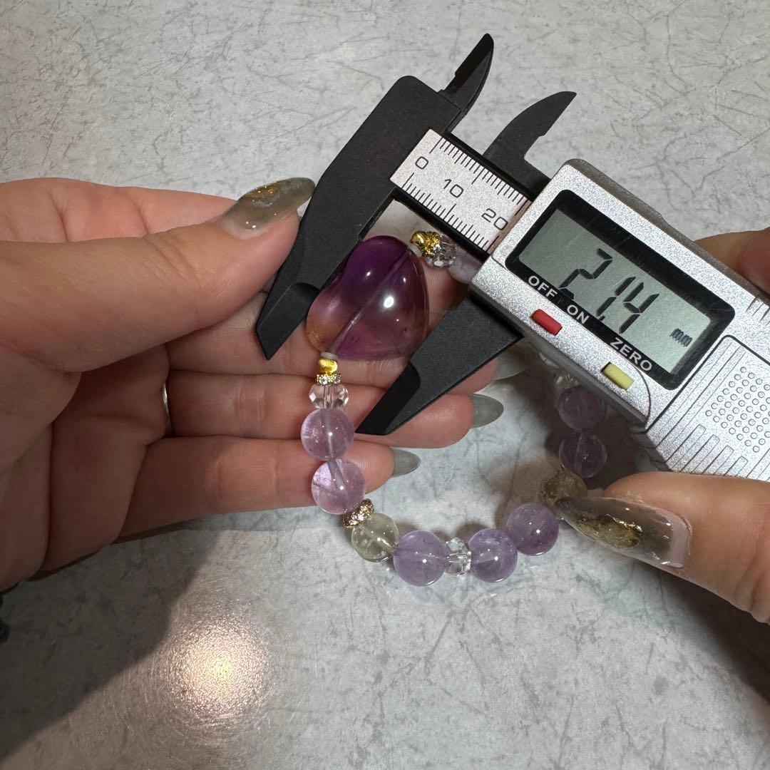 セール　天然石　ハンドメイドブレス　アメトリン　リビアングラス　アメジスト