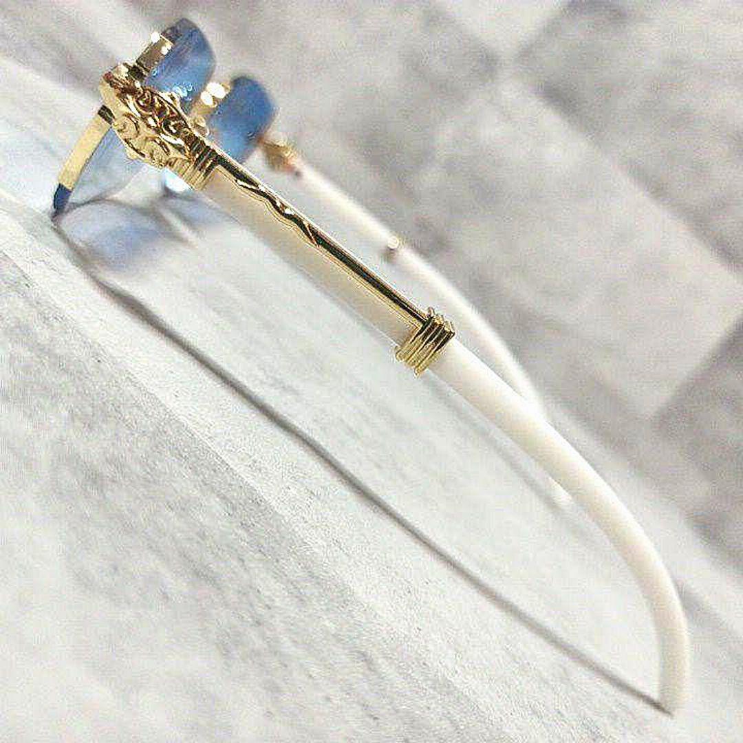 リムレス■サングラス■ゴールド×ホワイト■ブルーグラデーション■Y2K■未使用品