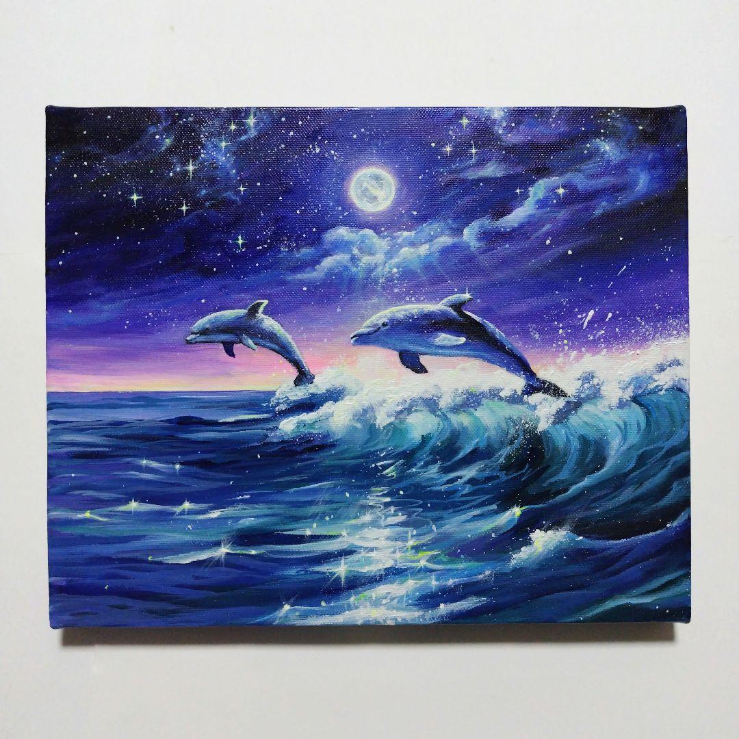 夜空の輝き】アクリル画 F3 風景画 絵画 原画 海の絵 - メルカリ