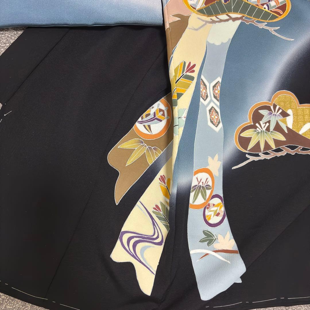 新品】日本製 手書き 金駒刺繍 ぼかし染め 正絹 襦袢付 新品たとう紙付