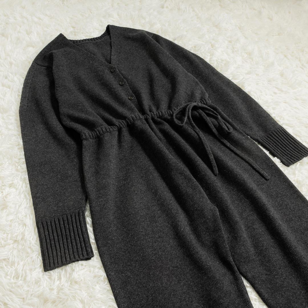 美品 ETRE TOKYO 24AW Vネックニットオールインワン S グレー