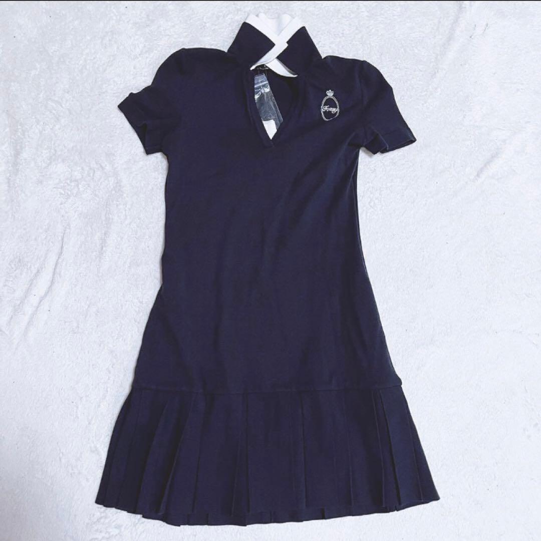 フォクシー　ポロワンピース　38 紺色　FOXEY ポロシャツワンピース