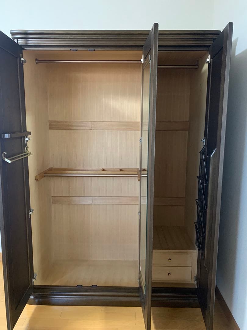 洋服タンス 洋タンス ワードローブ クローゼット 衣類収納 3枚扉 天然木