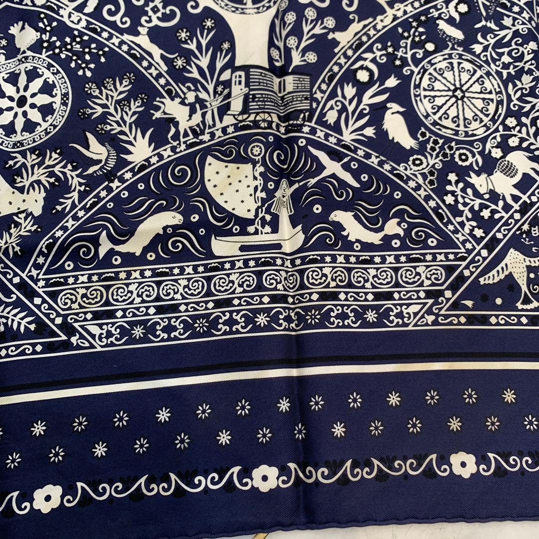 ☆希少☆HERMES カレ55 風の民 バンダナ スカーフ マリン シルク