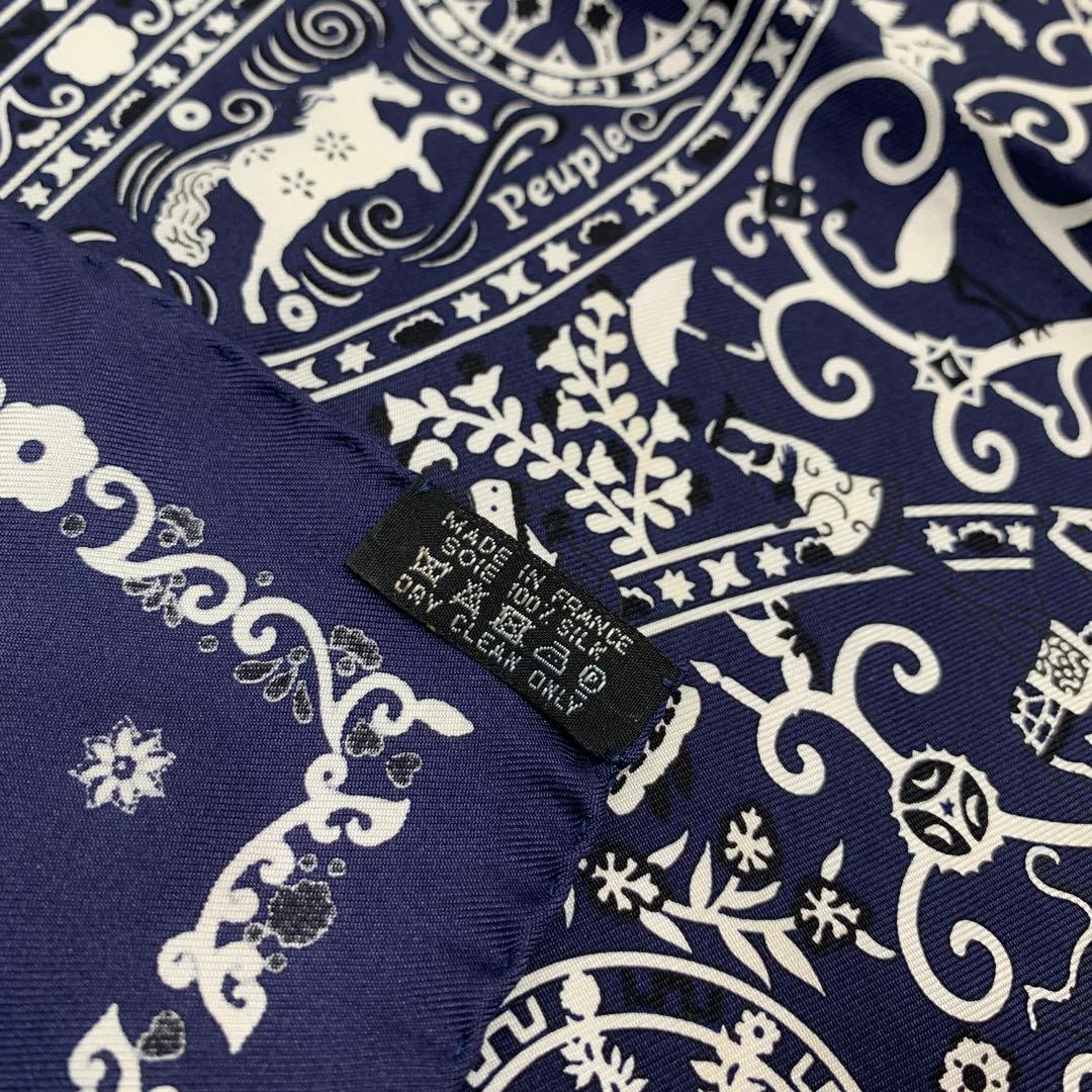 ☆希少☆HERMES カレ55 風の民 バンダナ スカーフ マリン シルク