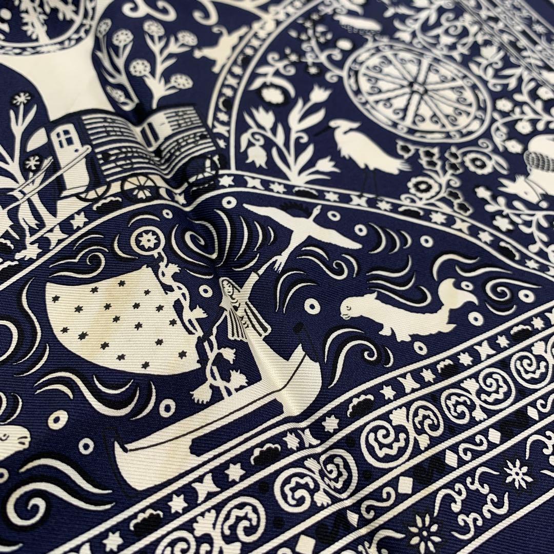 ☆希少☆HERMES カレ55 風の民 バンダナ スカーフ マリン シルク