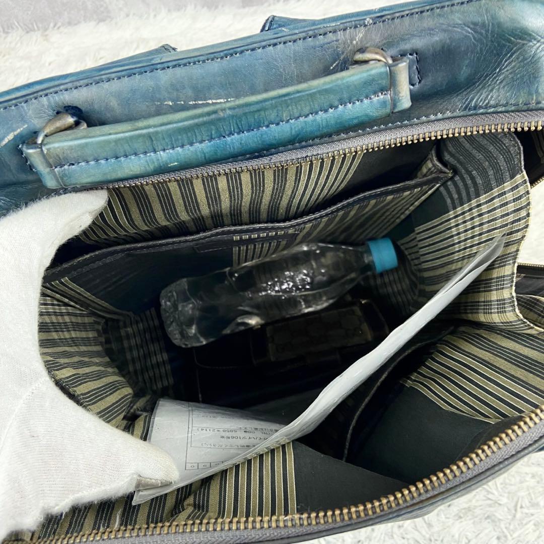 美品 マザーハウス レザー リュックサック レザー 肩掛け ファスナー ブルー