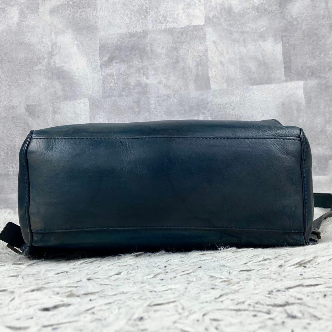 美品 マザーハウス レザー リュックサック レザー 肩掛け ファスナー ブルー