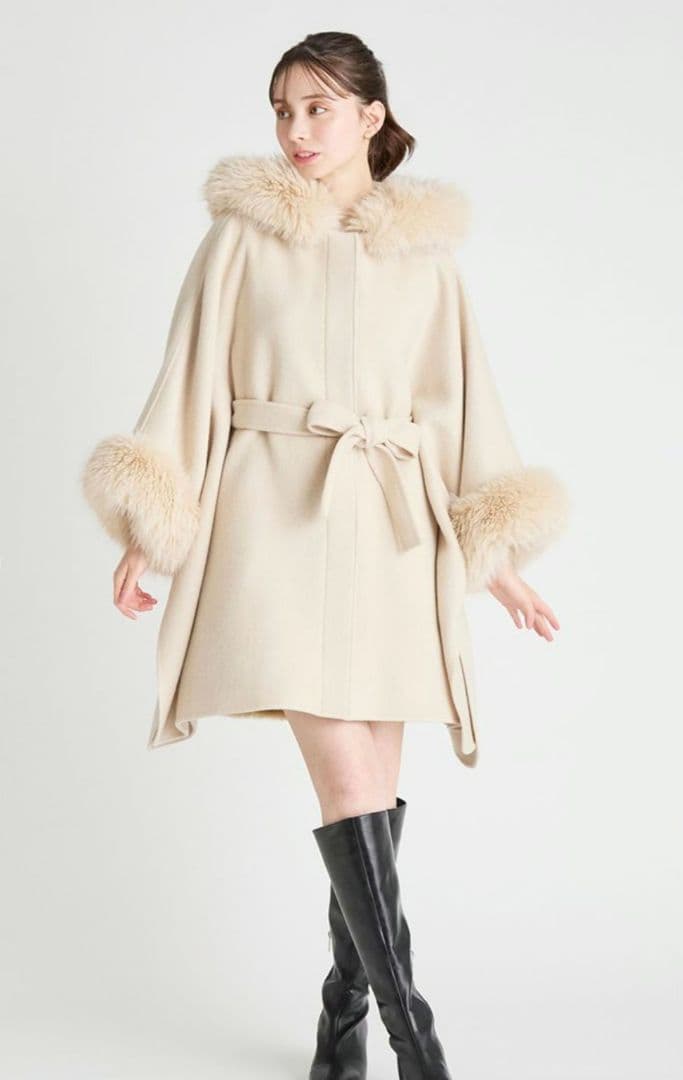 セルフォード♡2025年新作♡ファーポンチョコート CML