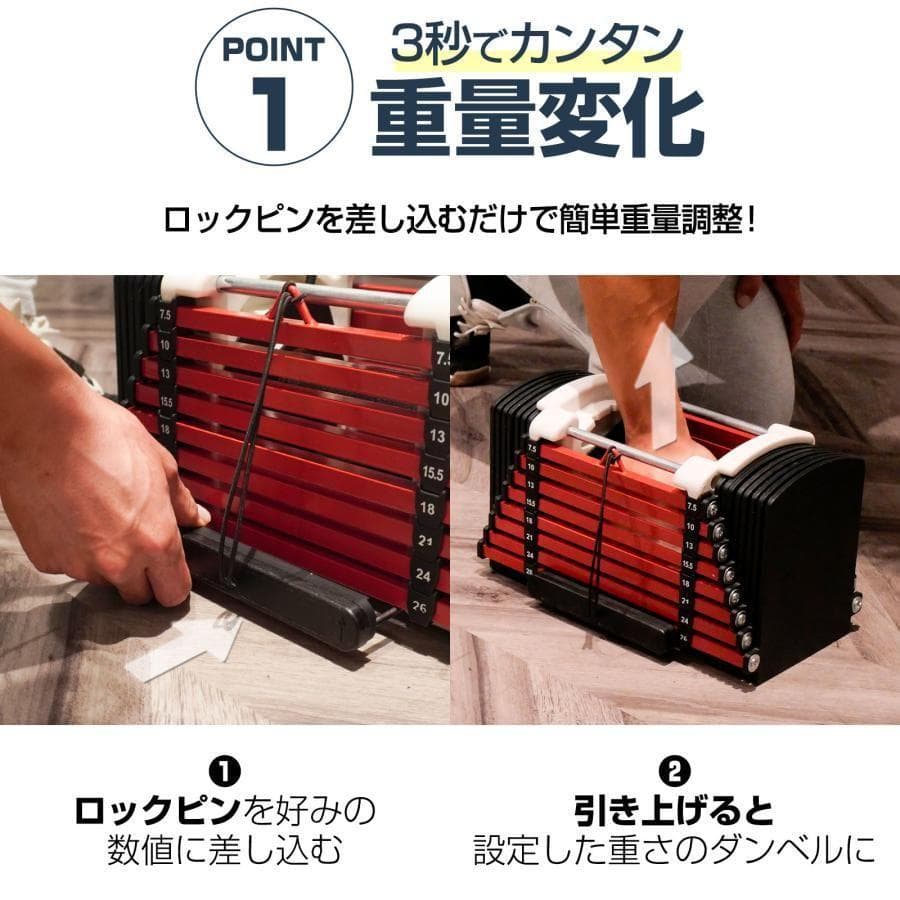 R2389可変式ダンベル 23kg 2個セット ダンベルセット パワーブロック