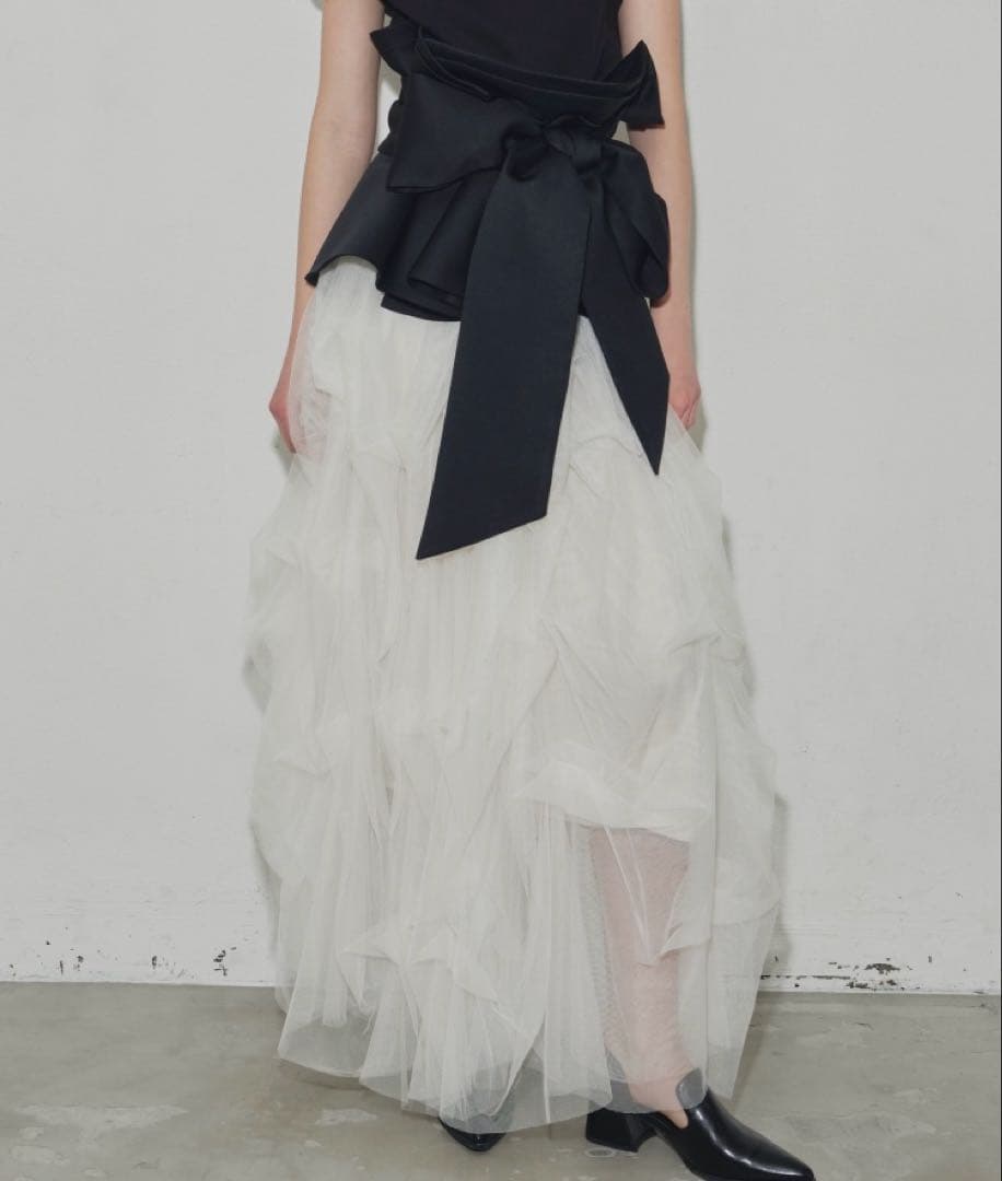 ラベルエチュード　ボリュームサークルリボンベルト　ブラック