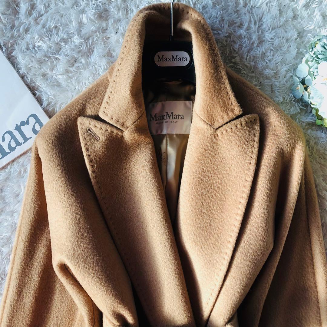 希少42✨美品 近年マックスマーラ マニュエラコート キャメル100% 女優襟