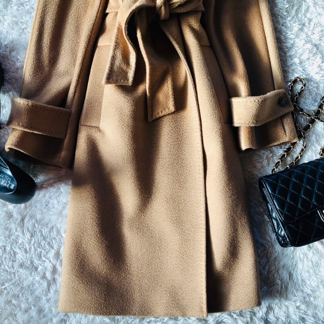 希少42✨美品 近年マックスマーラ マニュエラコート キャメル100% 女優襟