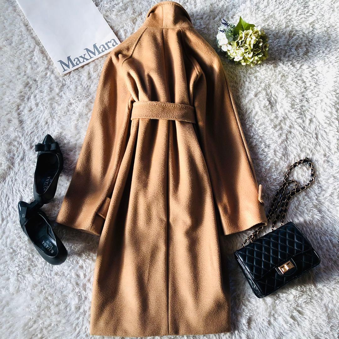 希少42✨美品 近年マックスマーラ マニュエラコート キャメル100% 女優襟