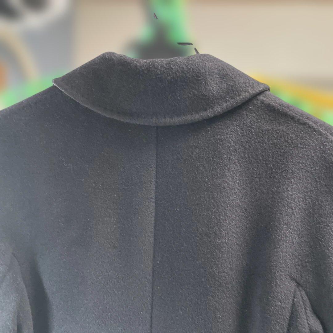 MaxMara黒 チェスターロングコート ウール混合