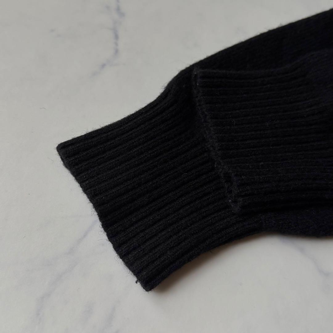 ラムウール混✨L.L.Bean Vネックセーター L 黒 質感良好 着回し抜群