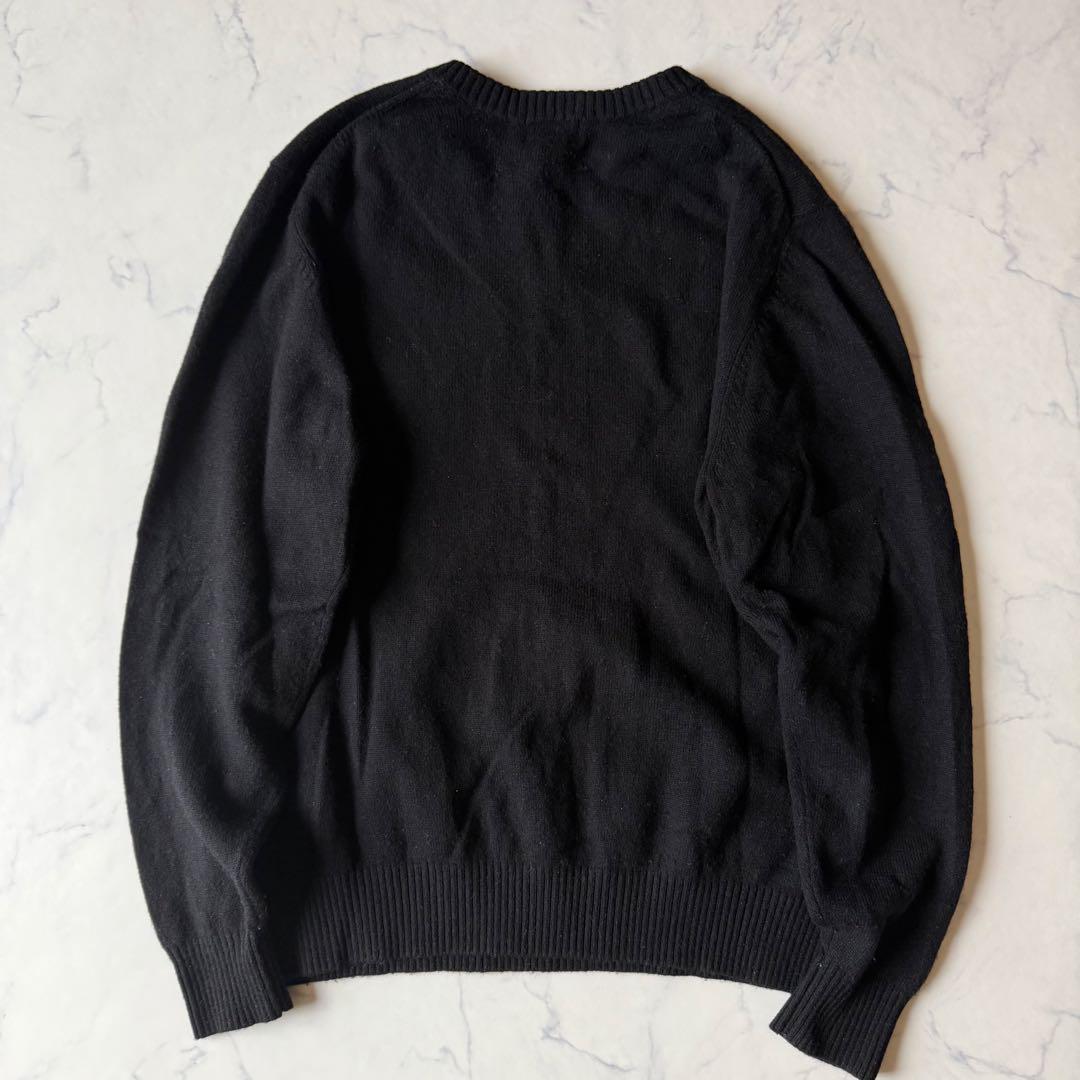 ラムウール混✨L.L.Bean Vネックセーター L 黒 質感良好 着回し抜群