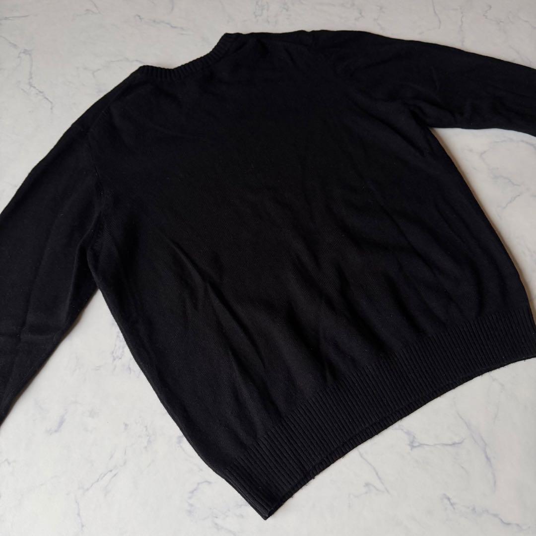 ラムウール混✨L.L.Bean Vネックセーター L 黒 質感良好 着回し抜群